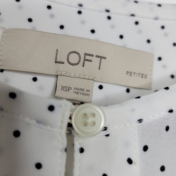 Loft White with Black Polka Dot Long Sleeve Blouse - Picture 5 of 9